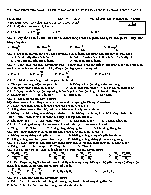 Bộ đề thi trắc nghiệm học kỳ I môn Vật lí Lớp 9 - Năm học 2018-2019 - Trường THCS Cửa Nam